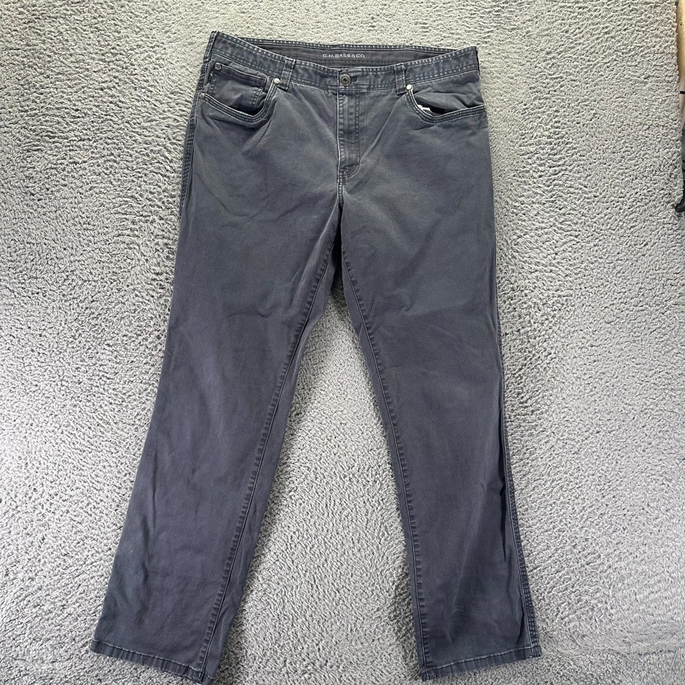 G.H. Bass Jeans Men 38x32 Gray Cotton Denim Straight Streetwear Workwear Stretch